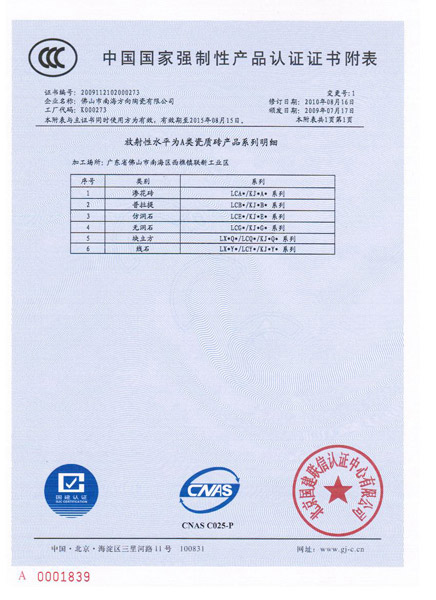 中國國家強制性產品認證證書